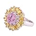 Psiroy Women's Statement Rings Fashion Jewelry 925 Sterling Silver Plated Simulated Pink Topaz Cluster Flower Ring Size 7