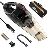 Hikeren Car Vacuum Cleaner, DC 12-Volt 116W 4300-4500PA Handheld Wet&Dry Multifunctional Auto Vacuum Cleaner, 16.4FT(5M)Power Cord with LED Light Stainless Steel HEPA Filter, One Carry Bag (Black)