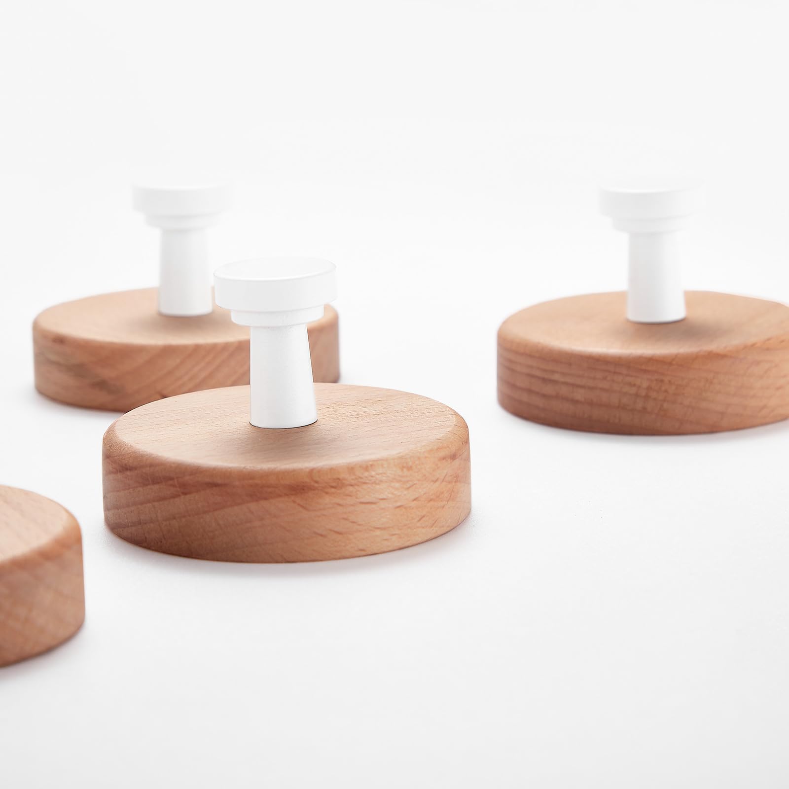 SARIHOSY White Oak Coat Hooks - Wall Mounted Coat Rack with Wooden Pegs