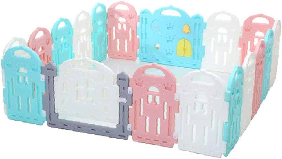 QFXFL Baby Playpen, Baby Fence Indoor for Baby 16 Panels Kids Activity Centre Play Yard Portable Baby Fence Play Area with Silicone Sucker for Toddler W06