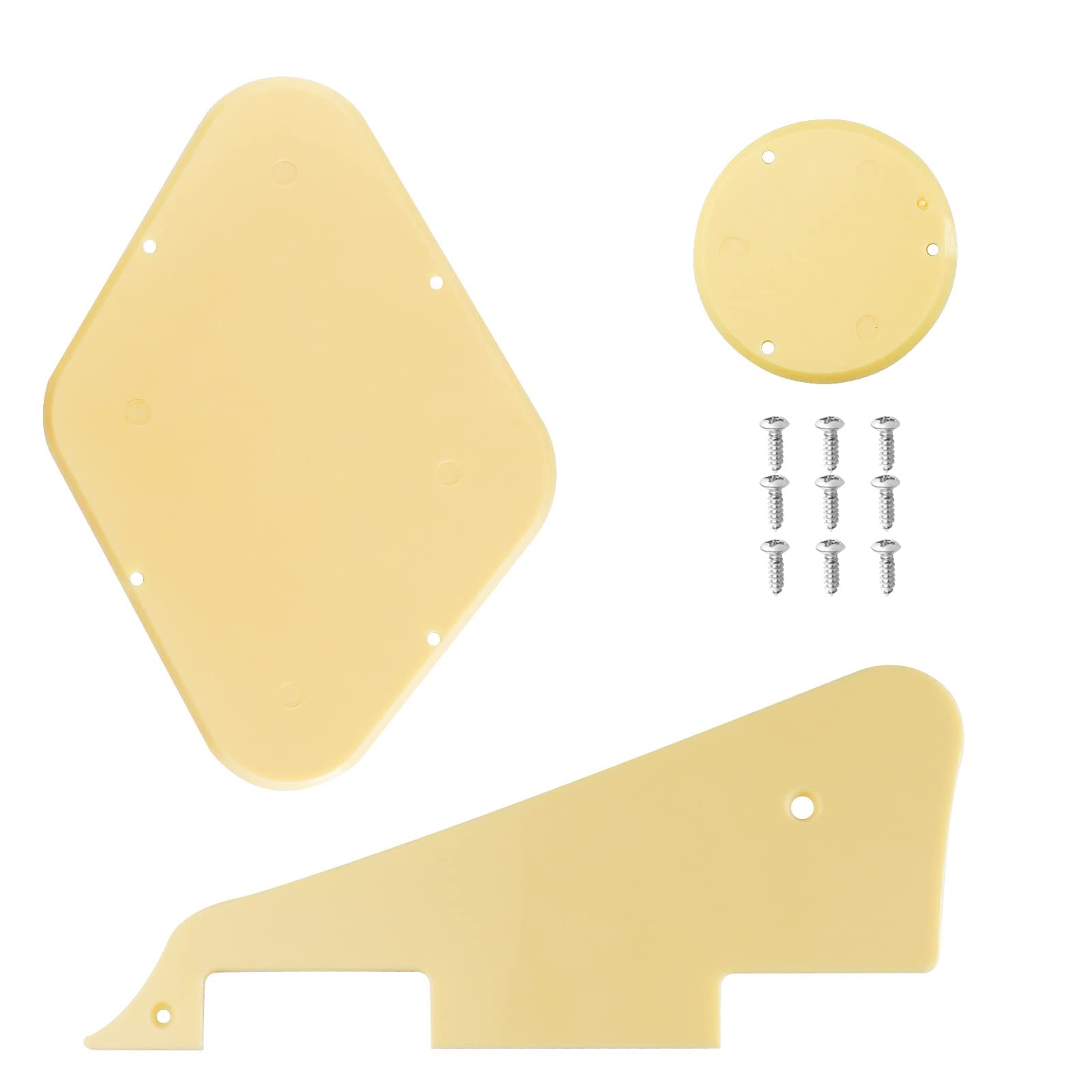 OTOTEC Set of 3PCS LP Pickguard Control Backplate Selector Switch Plate Cover with Screws Compatible with Epiphone Les Paul Standard Guitar Plastic Cream