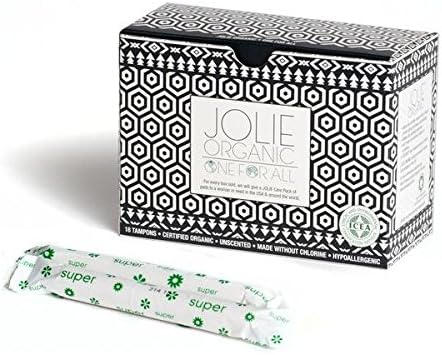 JOLIE ORGANIC Tampons with Applicator - 18 Super- Black & White Box...