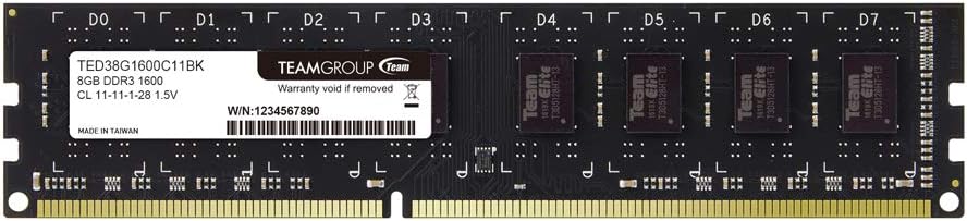 Teamgroup Elite Ddr3 8gb Single 1600mhz Pc3 Cl11 Unbuffered Non Ecc 1 5v Udimm 240 Pin Pc Computer Desktop Memory Module Ram Upgrade Ted38g1600c11 S01 1x8gb Single At Amazon Com