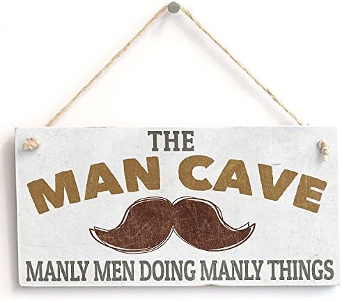 Meijiafei 'Man Cave Manly Men Doing Manly Things' Gift for Man/Boys Room Door Sign/Plaque 10"x5"