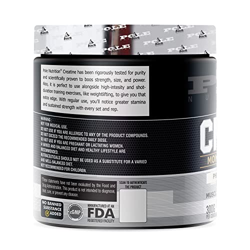 Pole Nutrition Creatine Monohydrate Micronized Powder, Unflavoured, 300g