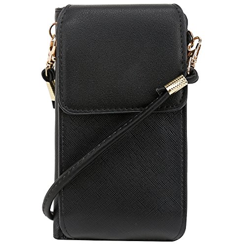 Lily Jane Traveling Cell Phone Case Wallet Cross Body Bag (Black/Black)