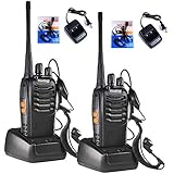 Nestling 888S Walkie Talkie 2pcs in One Box with Rechargeable Battery Headphone Wall Charger Long Range 16 Channels Two Way Radio (2pcs radios)