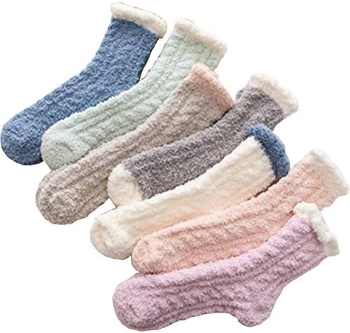 TLR [Amazon限定ブランド] レディースソックス ふわふわ もこもこ 7色セット ルームソックス 靴下 厚手 暖かい 冷え性