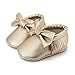 OOSAKU Infant Tolddler Baby Soft Sole PU Leathe Bowknots Shoes (6-12 Months, Gold)