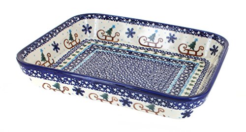 Click Here to See More Images Polish Pottery Noel Nights Medium Rectangular Baker