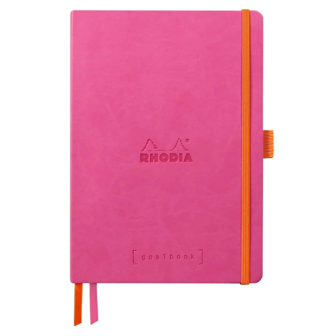 Rhodia 117809C - Rhodiarama Leatherette Softcover Goal book A5 (14.8x21 cm) 240pgs DOT Clairefontaine ivory paper 90 g 2 ribbons elastic closure - Fuchsia