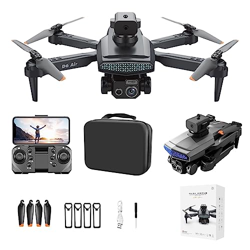 4K Drone with Three-Cameras, Foldable HD Fpv Drone Remote Control  Quadcopter Toys Gifts for Adult Beginners, W