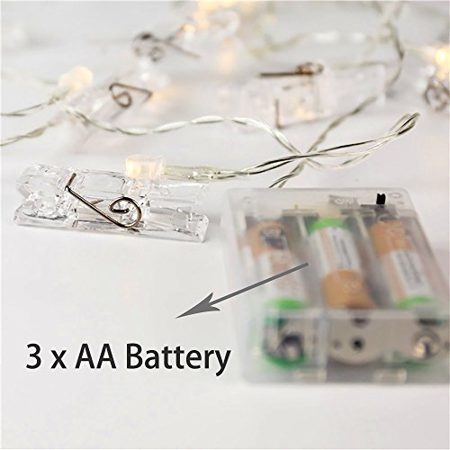 ZOUTOG Photo Clip String Lights, 50 Photo Clips 16ft/5m Battery Operated LED Clip Lights, Warm White Starry Light for Hanging Photos, Cards and ArtworksÂ 
