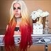 ABOREE Blonde Ombre Synthetic Wigs Long Wavy None Lace Wig Synthetic Hair for Cosplay Wig (Blonde to Yellow Red)