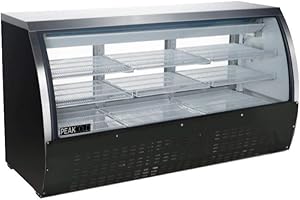 PEAKCOLD Curved Glass Refrierated Deli Case; Meat or Seafood Display Showcase; 64" W