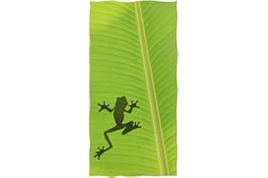 Naanle Tropical Banana Leaf Frog Silhouette Print Soft Highly Absorbent Large Decorative Hand Towels Multipurpose for Bathroom, Hotel, Gym and Spa (16 x 30 Inches)