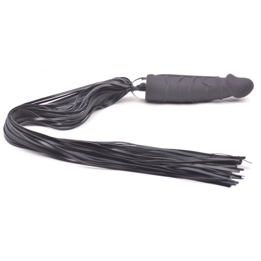 BeHorny 7-Speed Silicone Realistic Dildo Vibrator with Black Tail Whip