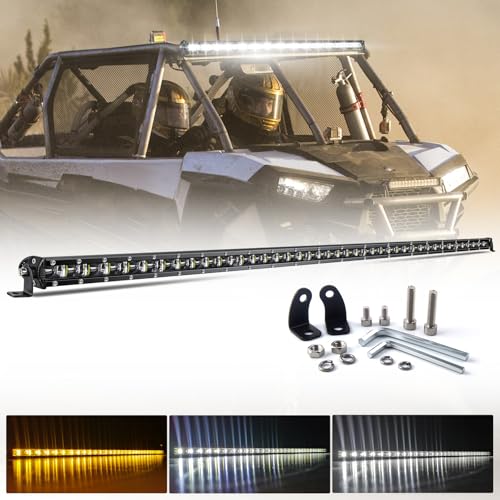 CO LIGHT 44 Inch LED Bar 112cm Single Row Combo Beam for Off-Road Driving with Mounting Brackets and 6D Reflectors Suitable for Trucks, Cars, Cabs, Boats, ATV/UTV