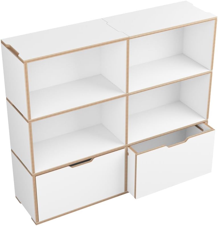Benji Bookcase unit with two White Pull-Out Boxes