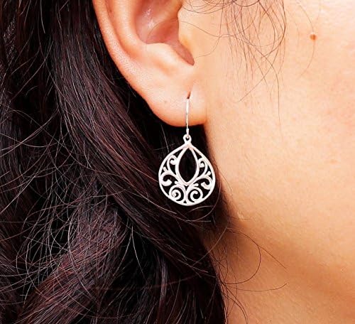 Dainty Chandeliers Earrings, 925 Sterling Silver Earrings, Mother Jewelry, Birthday, Bridesmaid Gifts/Simple Everyday Jewelry, Filigree Earrings