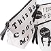 Hinwo Premium PU Leather Black and White Printing Cosmetic Bag Portable Travel Toiletry Pouch Makeup Bag Organizer with Zipper Closure (I Like My Eyelashes)