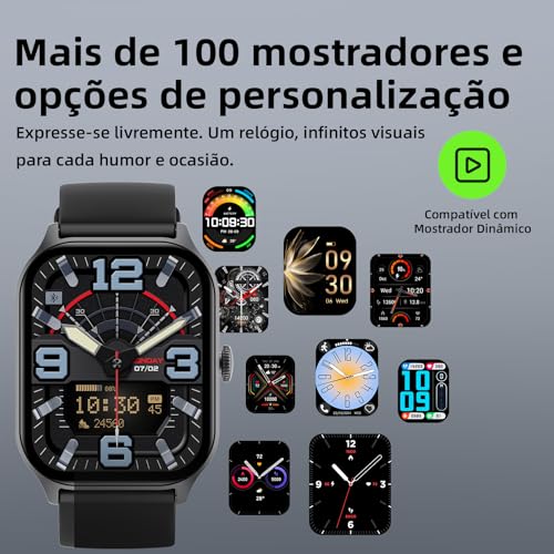 Bettdow smartwatch de 2,01 polegadas possui bateria com duração superior a 15 dias, mais de 120 modos esportivos, resistência à água 1ATM, relogio smartwatch com iOS e Android (Ouro rosa)