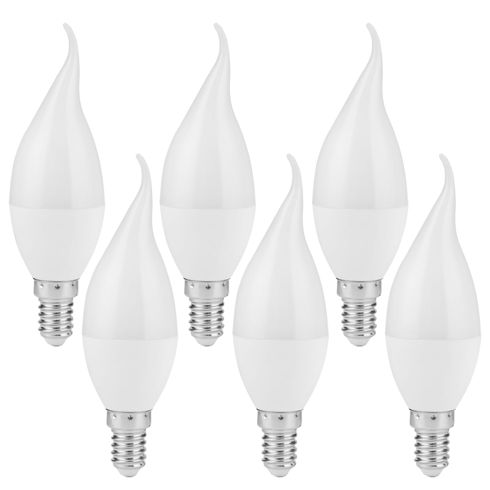 Kinberry E14 LED Light Bulb Small Edison Screw Candle Bulbs 5W Small Edison Screw C37 Light Bulb 3000K Warm Light Candle Light Bulbs for Wall Lamps,Chandeliers, Non-Dimmable, Pack of 6