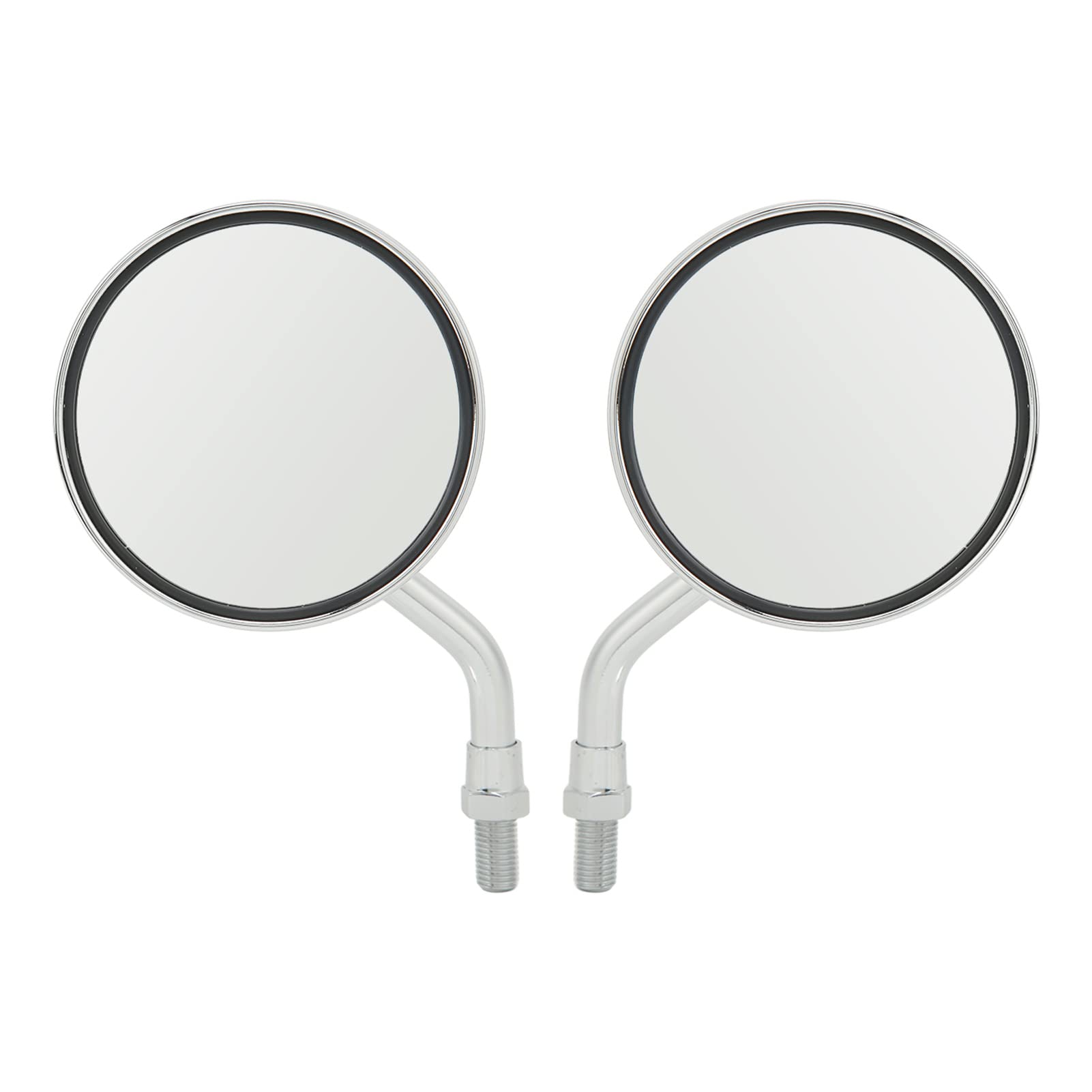 Photo 1 of Motorcycle Rear View Mirror, 1 Pair Universal Motorcycle 3.4 Inch Side Mirror Wide Vision Motorcycle Handlebar Round Mirror 8mm 10mm Thread (Silver)