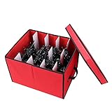 Primode Xmas Light Box Organizer | Holiday Light Storage Box with Lid (15” x 12” x 10”) (Red)