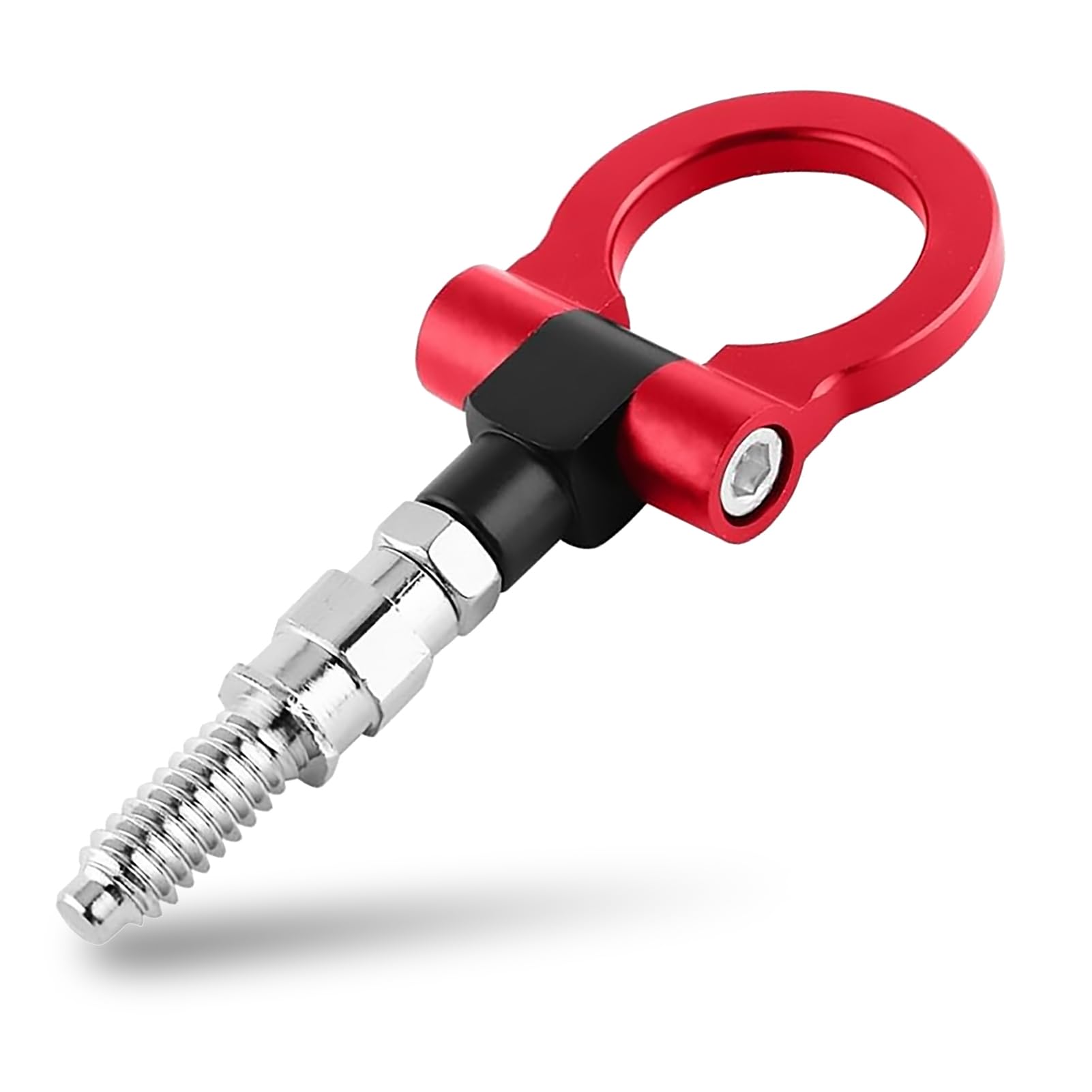 Car Towing Eye, Universal Aluminum Alloy Towing Eye Car Tow Hook Towing Ring Kit for E Series(Red)
