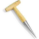 Esvopa Seed Dibber Hand Garden Tool, Bulb Planter Digging Holes | Stainless Steel, Wooden Handle for Planting Seeds, Tulips, Daffodils and Flowers