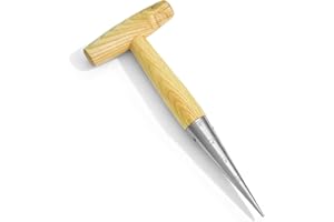 Esvopa Seed Dibber Hand Dibber Bulb Planter Tool, Stainless Steel Garden Dibber with Wooden Handle for Planting Seeds, Bulbs, Tulips, Daffodils and Flowers