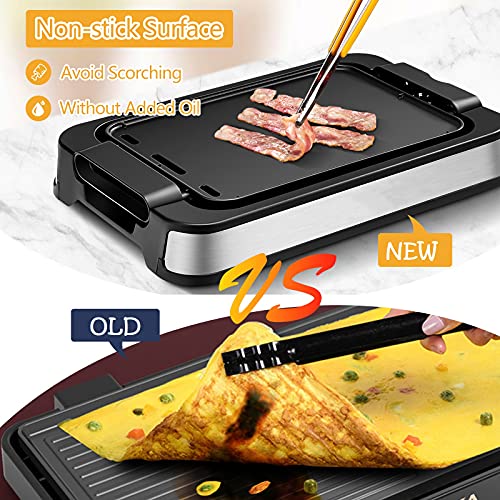 Indoor Smokeless Grill, 1500W Electric Grill Nonstick Cooking Surface