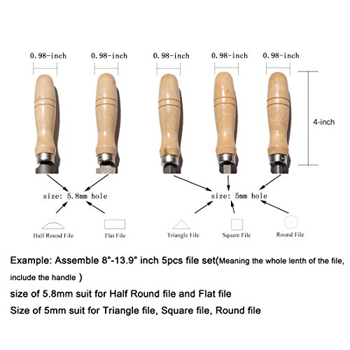 Wooden File Handle with strong metal collars For 8''-13.9'' File Or Chisel (5 pack) (Medium)