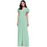 sachin and babi light blue dress David's Bridal Crinkle Chiffon Wedding Dress with Draping size 6 -  White/V3540