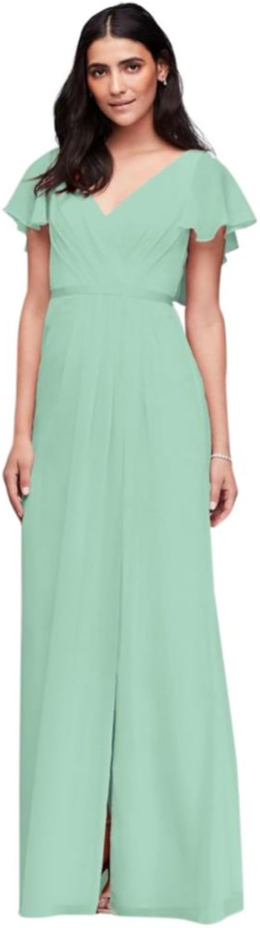 Amazon.com: David's Bridal Flutter Sleeve Crinkle Chiffon Bridesmaid Dress Style W11446: Clothing