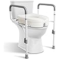 WeHwupe Raised Toilet Seat with Handles for Elderly - Toilet Seat Risers for Seniors with Adjustable Padded Arms - Elevated Toilet Safety Seat for Standard or Elongated Commode