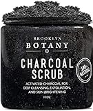 Activated Charcoal Scrub 10 oz - For Deep Cleansing & Exfoliation - Pore Minimizer & Reduces Wrinkles, Acne Scars, Blackhead Remover & Anti Cellulite Treatment - Great Body Scrub & Facial Cleanser