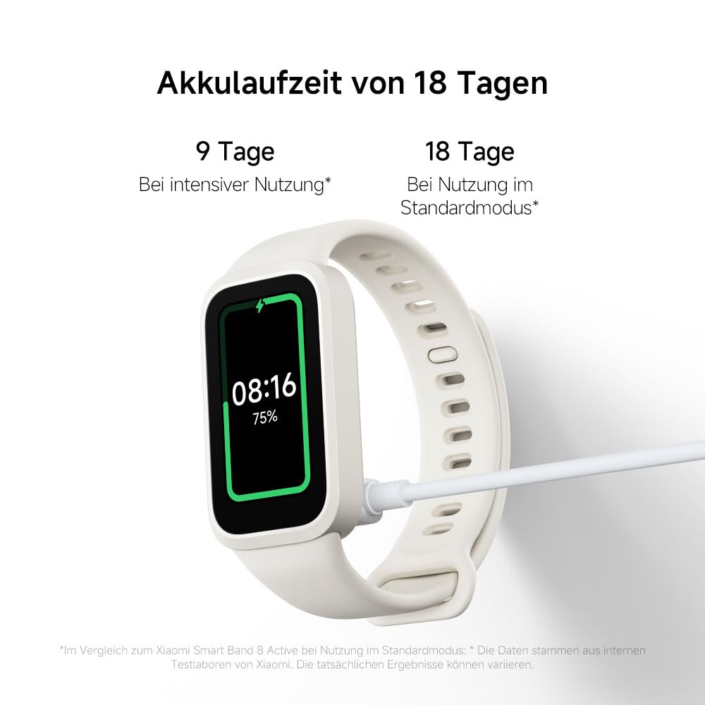 XIAOMI Smart Band 9 Active Schwarz – 1.47" TFT, 450 Nits, 18 Tage Akku, 50 Sportmodi, SPO₂-Sensor, 5ATM Wasserdicht 10