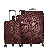 Delsey Alexis Lightweight Luggage Set 3 Piece, Double Wheel Hardshell Suitcases, Expandable Spinner Suitcase with TSA Lock and Carry On (Burgundy, 3-piece Set (21"/25"/29"))