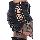 Swbreety Women's High Rise Ripped Hole Bandage Denim Shorts Lace Up Short Jeans