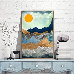 Framed Canvas Wall Art for Living Room, Bedroom Nordic Style Mountains Canvas Prints for Modern Home Decoration Ready to Hang - 16"x24" inches