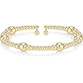 NVWAROCK Layer Gold Bead Bracelet for Women and Girls 14K Gold Plated Stretchable beaded Bangles Adjustable Open Stackable Gold Ball Bracelet