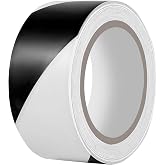 YEEGRAOU Hazard Tape - 2 Inch x 108 Feet Black &amp; White Ultra-Adhesive Safety Stripe Tape for Marking Floor, Walls