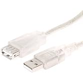 USBGear USB 2.0 Hi-Speed A to A High Performance Extension Cable (Clear, 10ft)