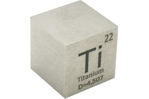 MAGERIAL Titanium Cube Ti 995 Element Cube Pure 25.4mm Density Cube for Element Collection Periodic Table Hunter, and More (1", Titanium)