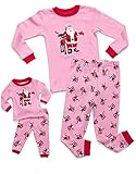 Leveret Girl Santa Matching Doll & Kid Christmas 2 Piece Pajama (Size 2-10 Years)