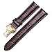 iStrap Leather Watch band -Alligator Grain Embossed Pattern Calfskin Replacement Strap-Stainless Steel Deployment Buckle with Push Buttons-Bracelet for Men Women-18mm 19mm 20mm 21mm 22mm 24mm