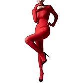 RUIBAVYA Women's Bodystocking Long Sleeve Full Body Bodysuit Includes Five Finger Glove Body Stockings Velvet 120D Jumpsuit