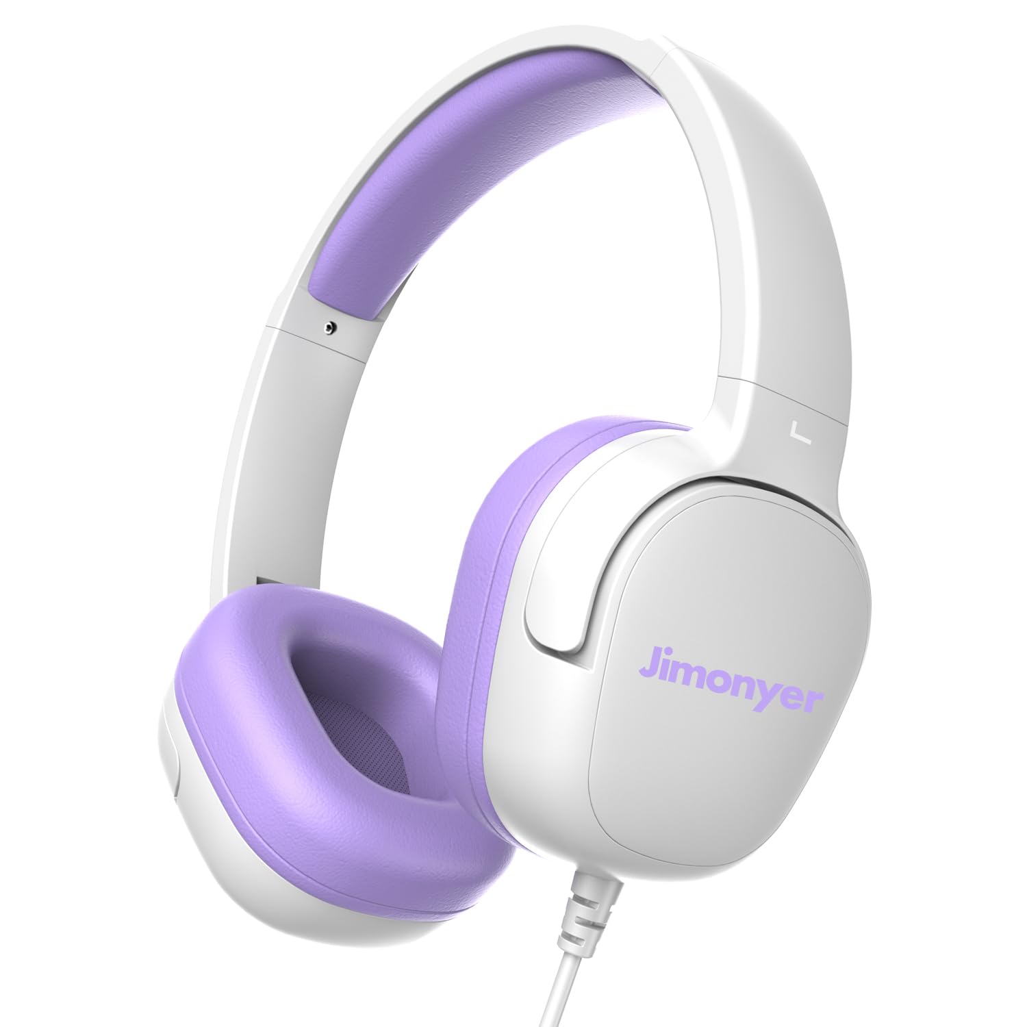 Photo 1 of Jimonyer Kids Headphones for School, 3.5mm Jack Wired Headphones for Kids with Safe Volume Limiter, HD Stereo Sound On-Ear Girls Boys Toddler Headphone for Tablet, iPad, Kindle(WhitePurple)